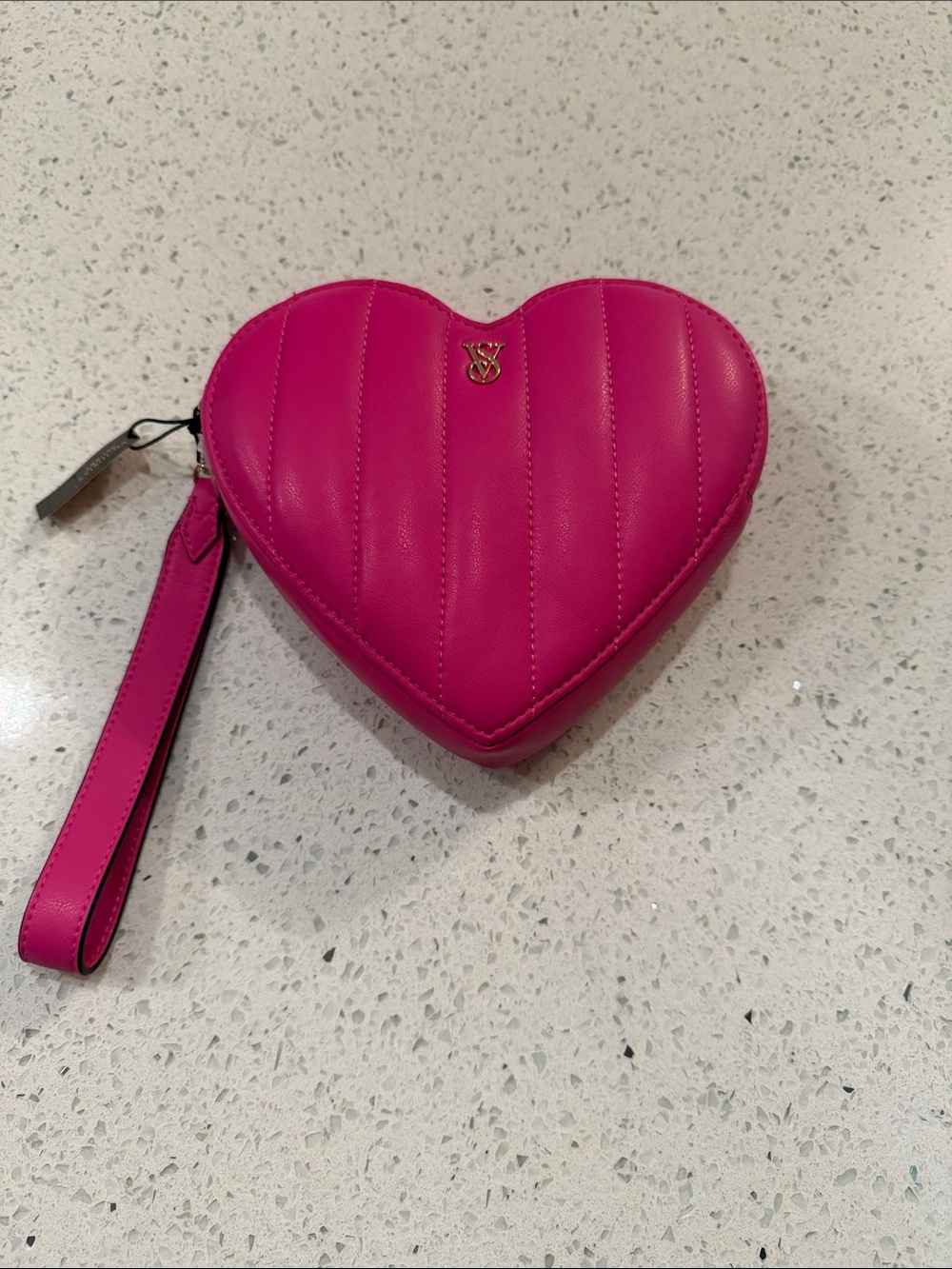 Victoria's Secret Quilted Heart Wristlet in Hot Pink
